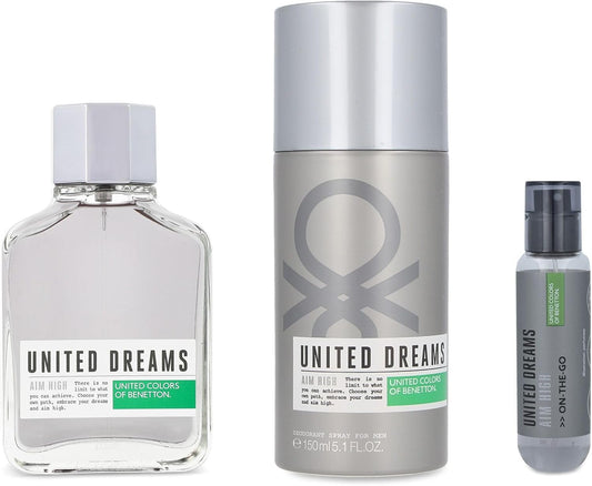 Set Benetton Aim High 3Pzs 100Ml Edt Spray/ Desodorante 150Ml Spray/ 30Ml Edt Spray - Hombre