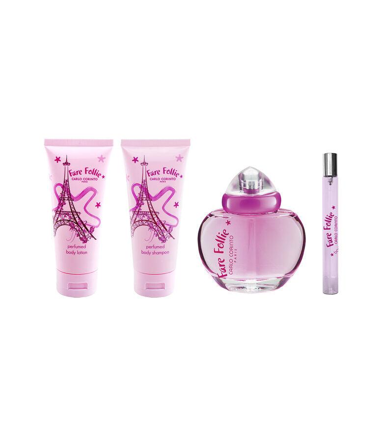 Set Carlo Corinto Fare Follie 4Pzs 100Ml Edt Spray/ Body Shampoo 100Ml/ Body Lotion 100Ml/ Hair Mist 10Ml Spray - Mujer