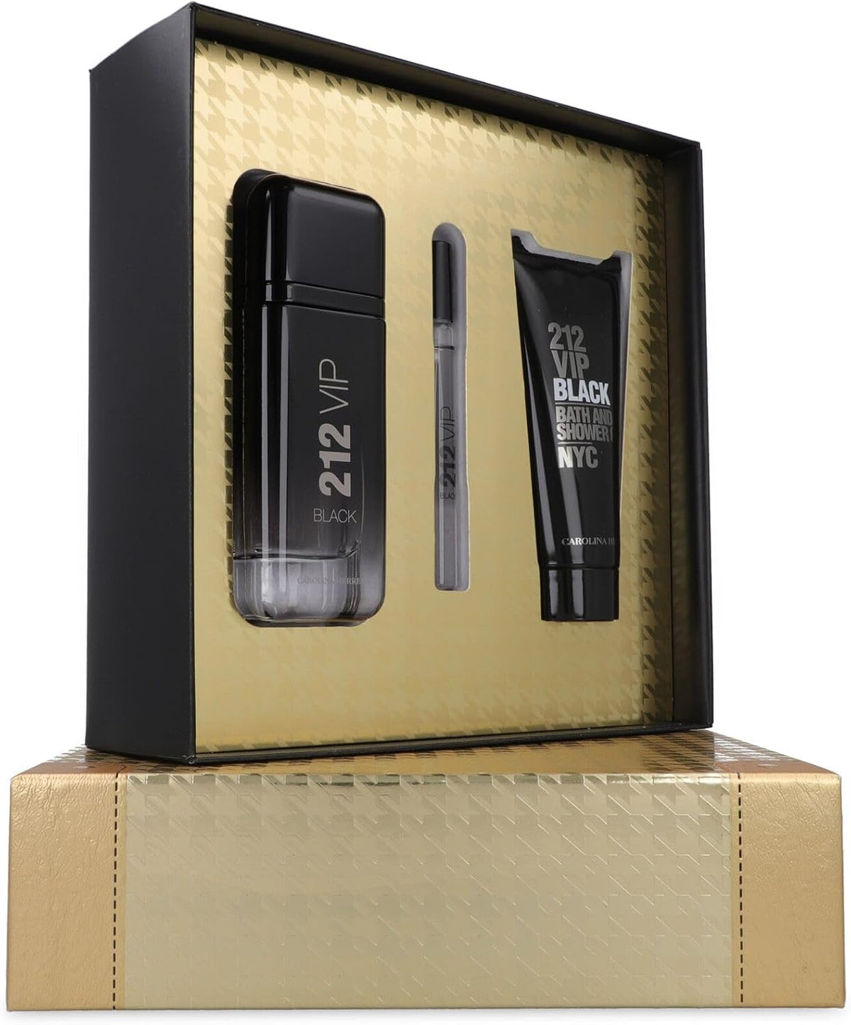 Carolina Herrera Set 212 Vip Black 3Pzs 100Ml Edp Spray/ Shower Gel 100Ml/ 10Ml Edp Spray - Hombre