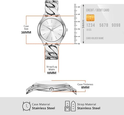 Michael Kors Reloj Mk7474 para Mujer con Diseño Elegante y Pulsera de Cadena Plateada