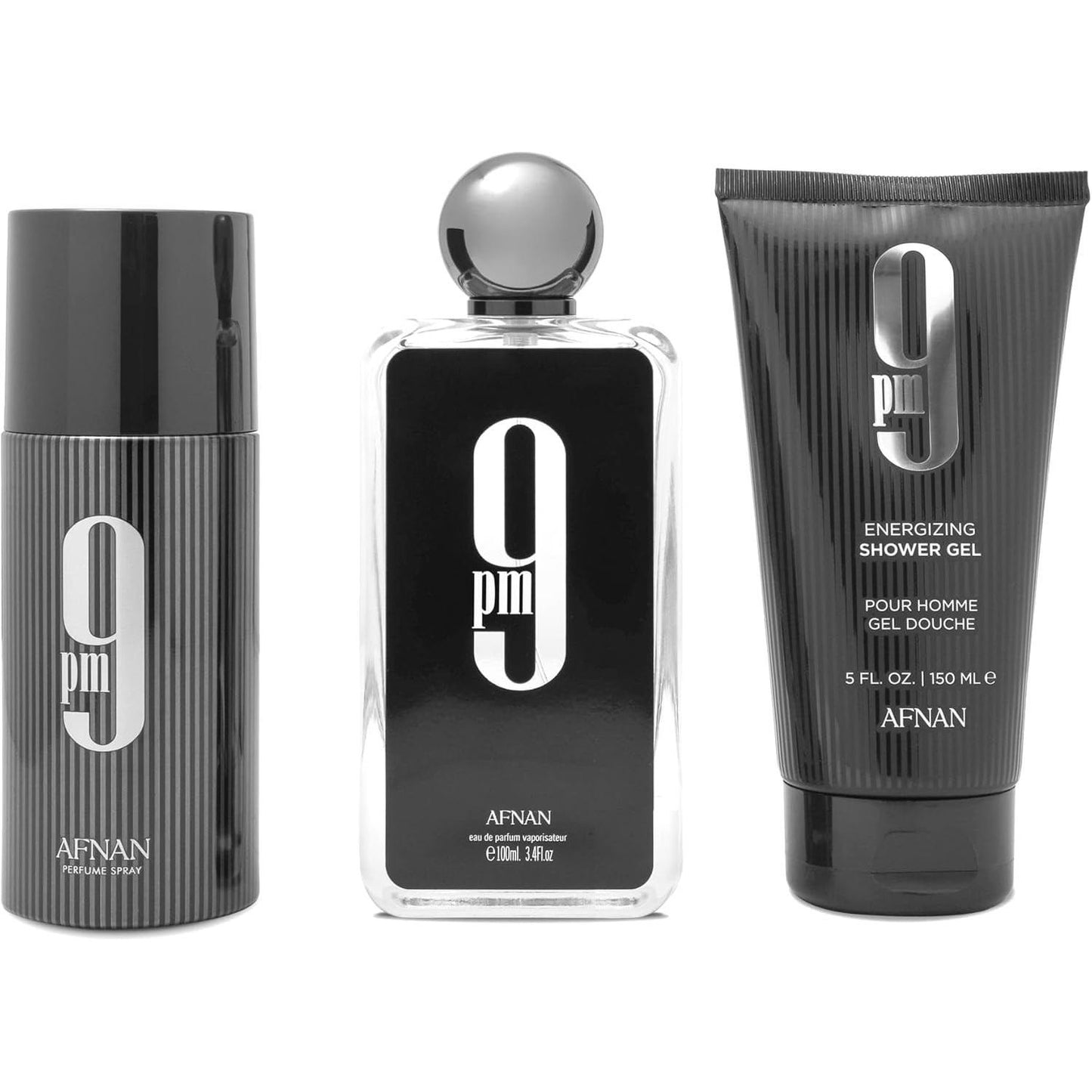 Afnan Set 9pm 3 pz para Hombre Fragancia Ámbar Vainilla con Notas de Manzana y Canela 2020