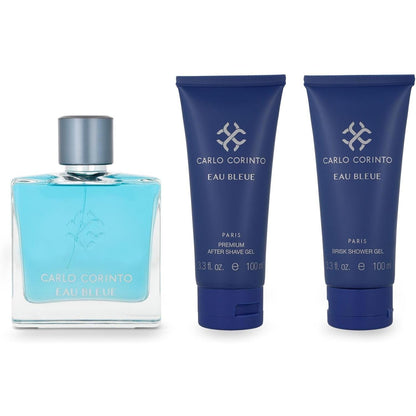 Set Carlo Corinto Eau Bleue 3Pzs 100Ml Edt Spray/ Brisk Shower Gel 100Ml/ After Shave Gel 100Ml - Hombre