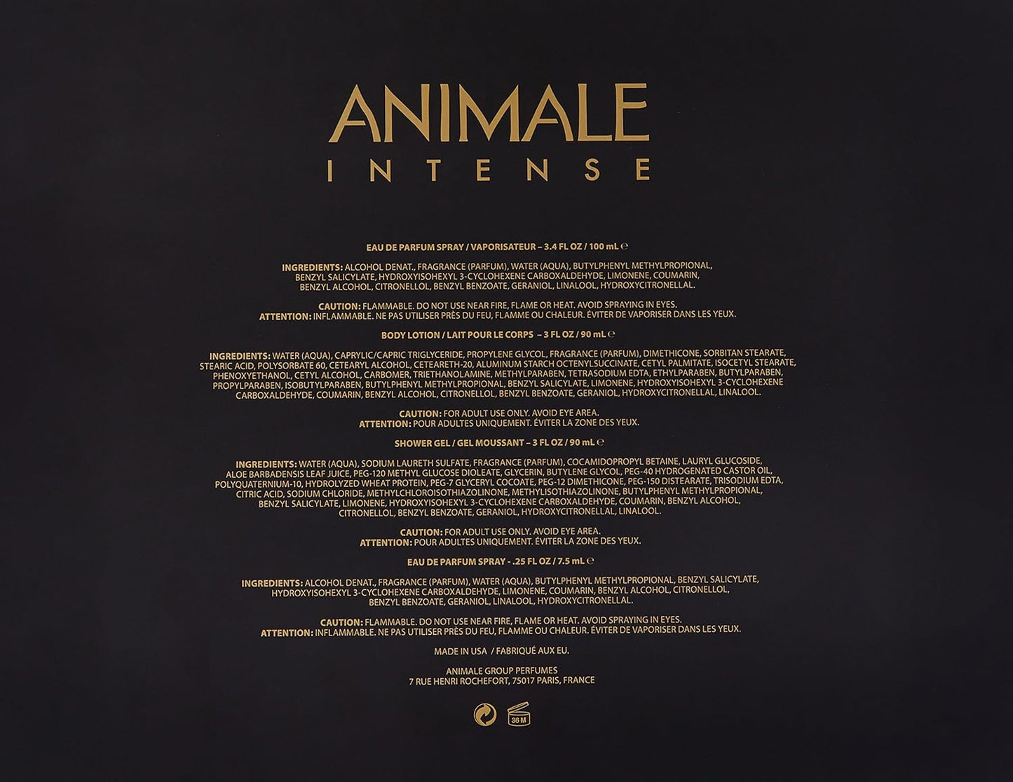 Set Animale Intense Dama Animale 4 Pz - Mujer