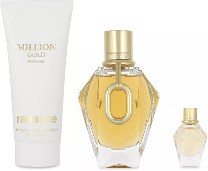 Set Million Gold For Her 3Pzs 90Ml Edp Spray/ Body Lotion 100Ml/ 5Ml Edp - Mujer