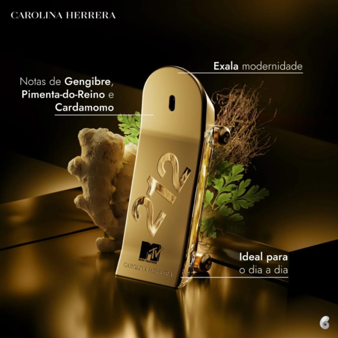 Carolina Herrera 212 Heroes Mtv 90Ml Edt Spray para Hombre Fragancia Masculina de Alta Calidad