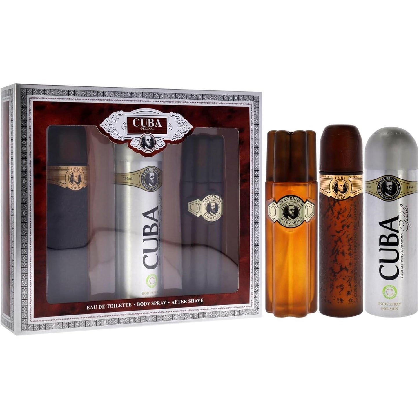 Cuba Gold Des Champs 3 Pz - Hombre Fragancia Amaderada Aromática con Lavanda Vetiver Bergamota y Jazmín para Hombres