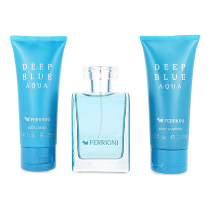 Set Ferrioni Deep Blue Aqua 3Pz 100Ml Edt Spray - Hombre