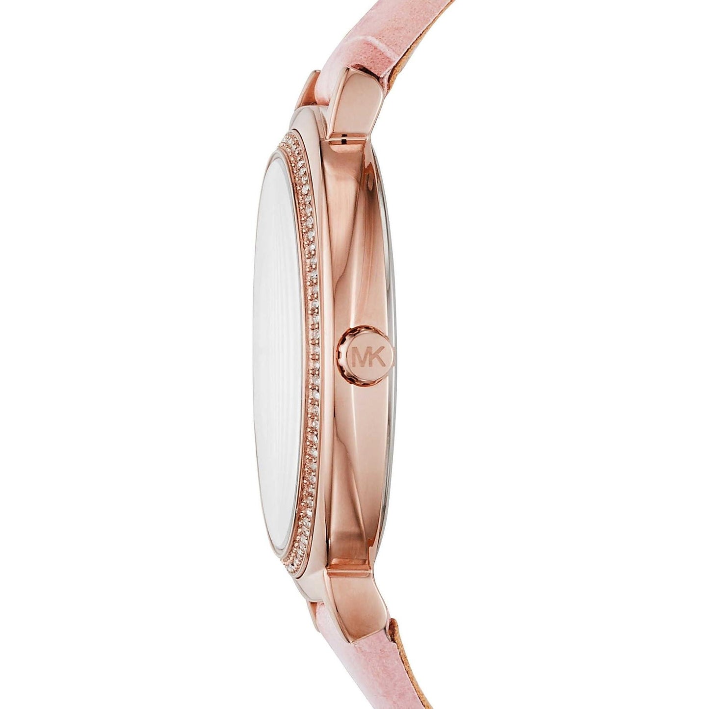 Michael Kors Reloj Mk2663 para Mujer con Correa de Cuero Rosa y Dial de Concha Elegante