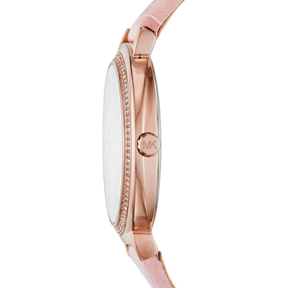 Michael Kors Reloj Mk2663 para Mujer con Correa de Cuero Rosa y Dial de Concha Elegante