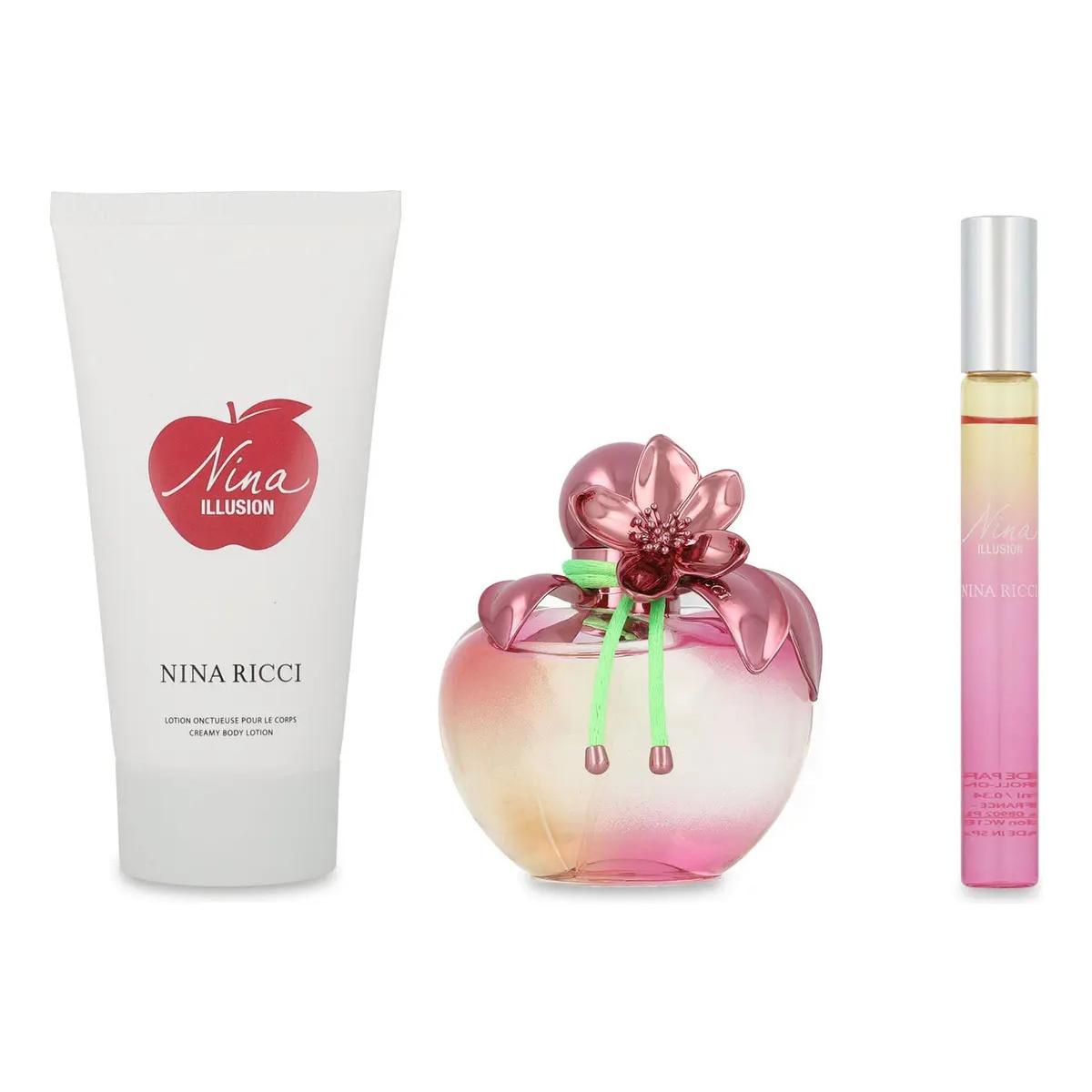 Set Nina Illusion 3Pzs 80Ml Edp Spray/ Body Lotion 75Ml/ 10Ml Edp Roll On - Mujer