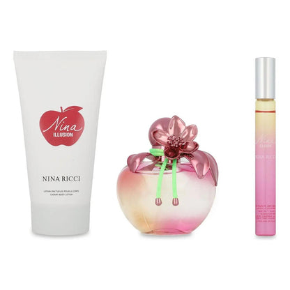 Set Nina Illusion 3Pzs 80Ml Edp Spray/ Body Lotion 75Ml/ 10Ml Edp Roll On - Mujer