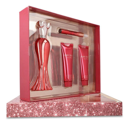 Set Paris Hilton Ruby Rush 4Pzs 100Ml Edp Spray/ Body Lotion 90Ml/ Shower Gel 90Ml/ 10Ml Edp Spray - Mujer