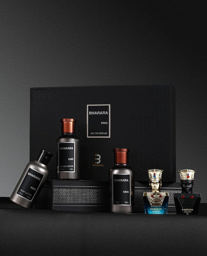 Bharara Set King 5Pzs 100Ml Edp Spray/ Body Lotion 200Ml/ After Shave 100Ml/ Pharaoh Ramesses I 15Ml Parfum Spray/ Pharaoh Ramesses Ii 15Ml Parfum - Hombre
