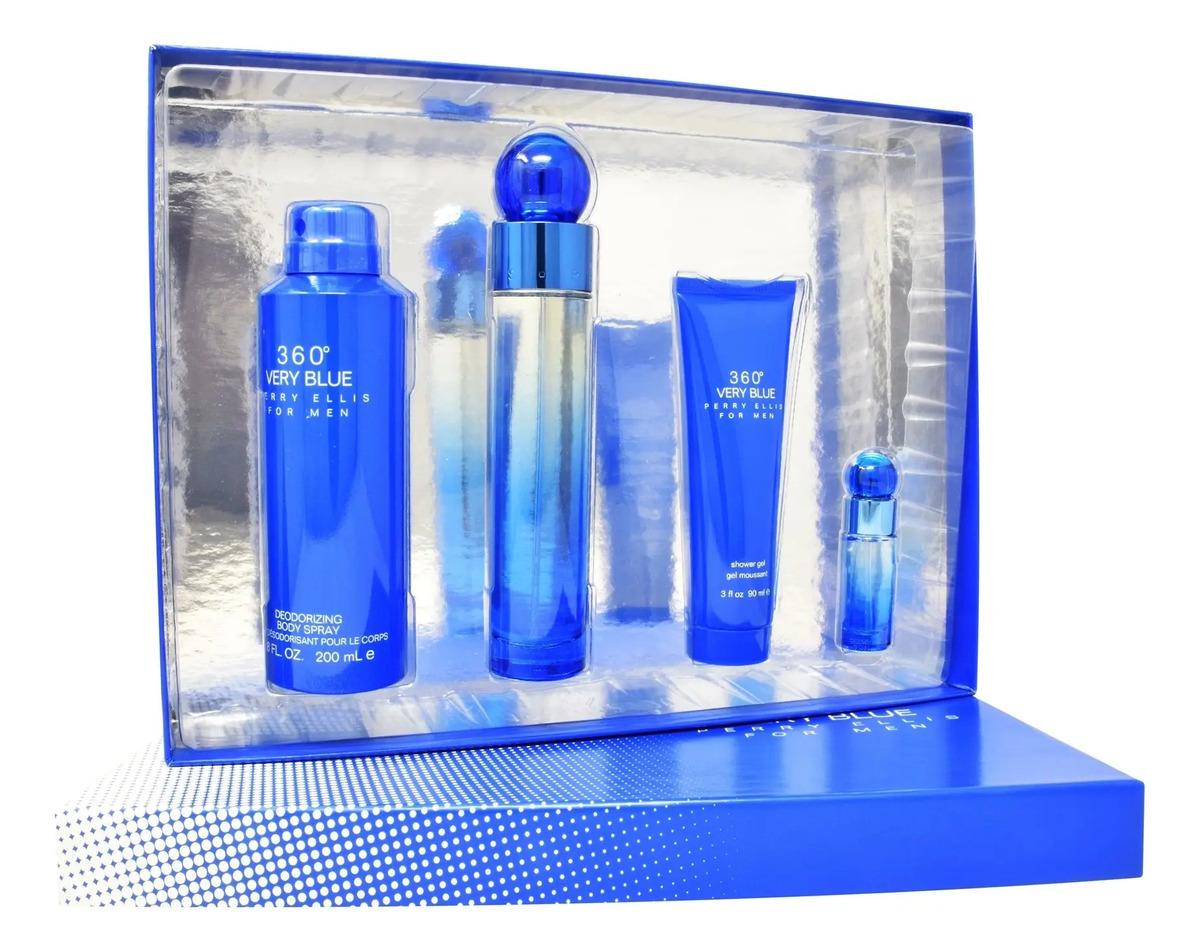 Perry Ellis Set 360° Very Blue 4Pz 100Ml Edt Spray - Hombre