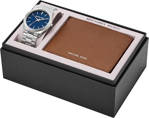 Michael Kors Reloj Mk1060Set para Hombre con Correa de Acero y Cartera de Cuero