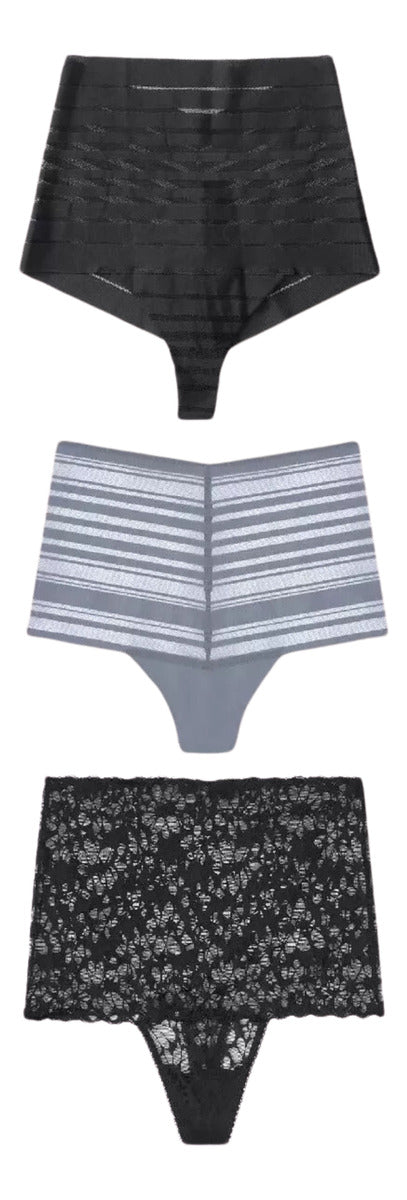 3 Pz Panties High Waist Thong Victoria Secret - Talla M
