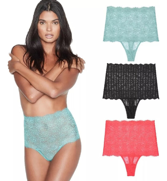 5 Pz Panties High Waist Thong Victoria Secret - Talla S
