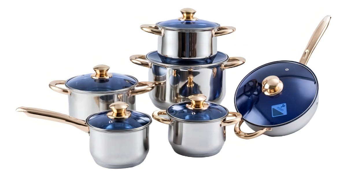 Bateria De Cocina Acero Inoxidable Royal Belle Cuisine 12 pz
