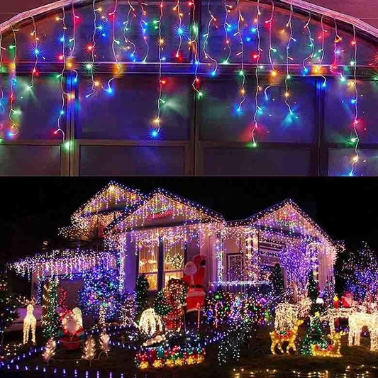 Luces Cascada Navideñas 800F Led 16.5 m C/ Enchufe Multicolor