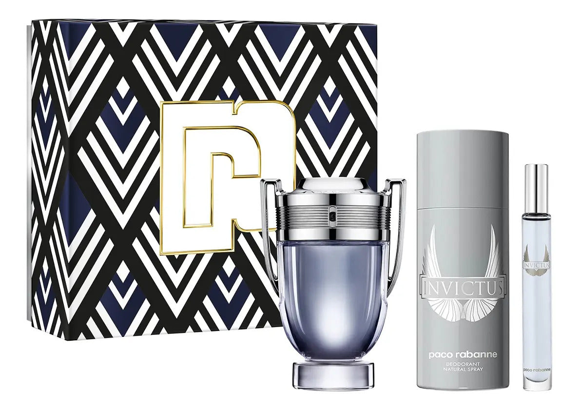 Rabanne Set Invictus 3Pzs 100Ml Edt Spray/ Desodorante 150Ml Spray/ 10Ml Edt Spray - Hombre