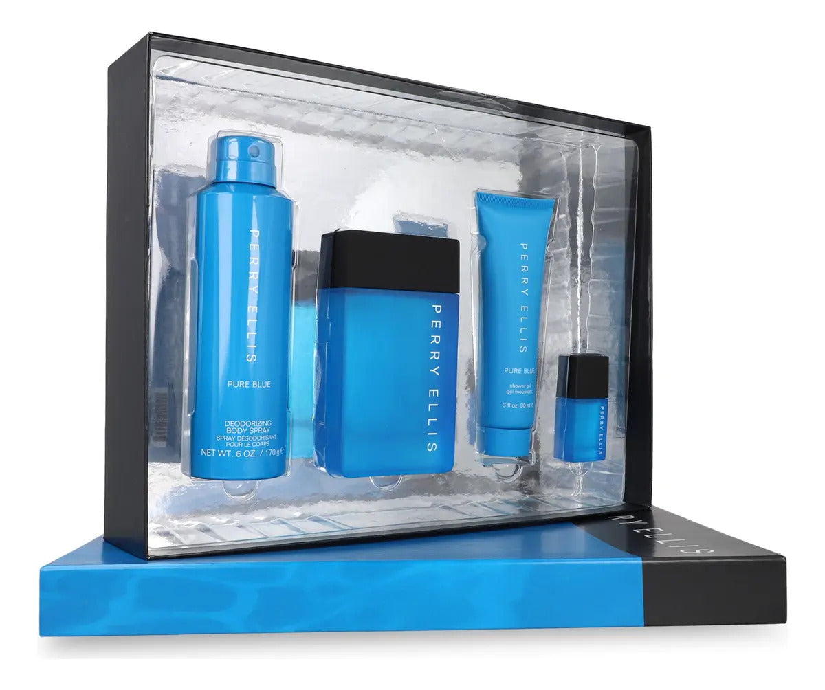 Set Perry Ellis Pure Blue Caballero Perry Elllis 4 pz - Hombre