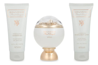 Set Afnan Souvenir Floral Bouquet 3Pzs 100Ml Edp Spray/ Body Lotion 100Ml/ Shower Gel 100Ml - Mujer