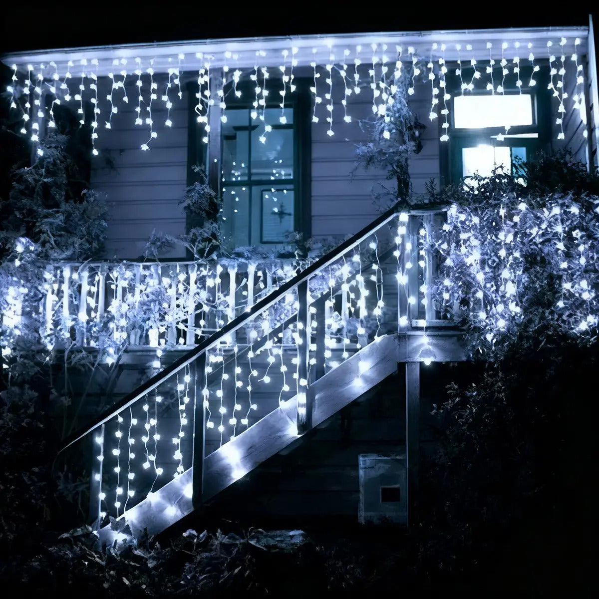 Luces Navideñas Cascada 500 Led 8 Funciones 10 Mts Blanca