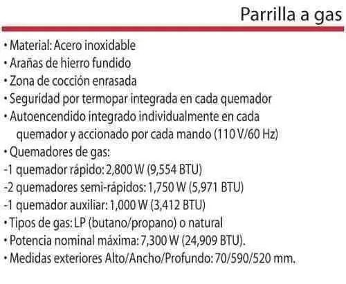 Parrilla Teka Empotrable Ew 60 4G Ai Al H. Fund. Gas Inox 40218080