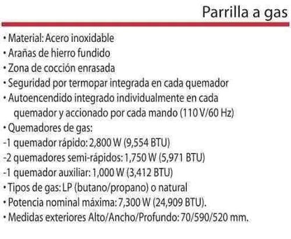 Parrilla Teka Empotrable Ew 60 4G Ai Al H. Fund. Gas Inox 40218080