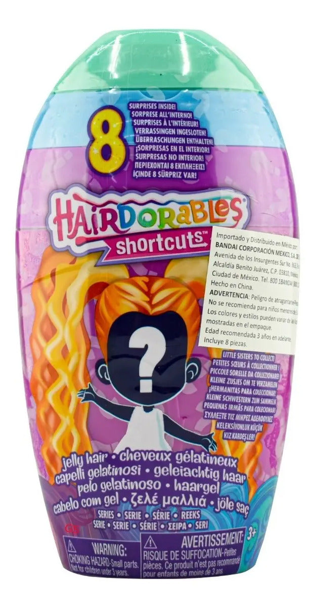 Muñeca Hairdorables Shortcuts 8 Sorpresas Incluidas Bandai - Naranja