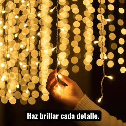 Luces Cascada Navideña 1000F Foco Led 20.5 m Luz Calida