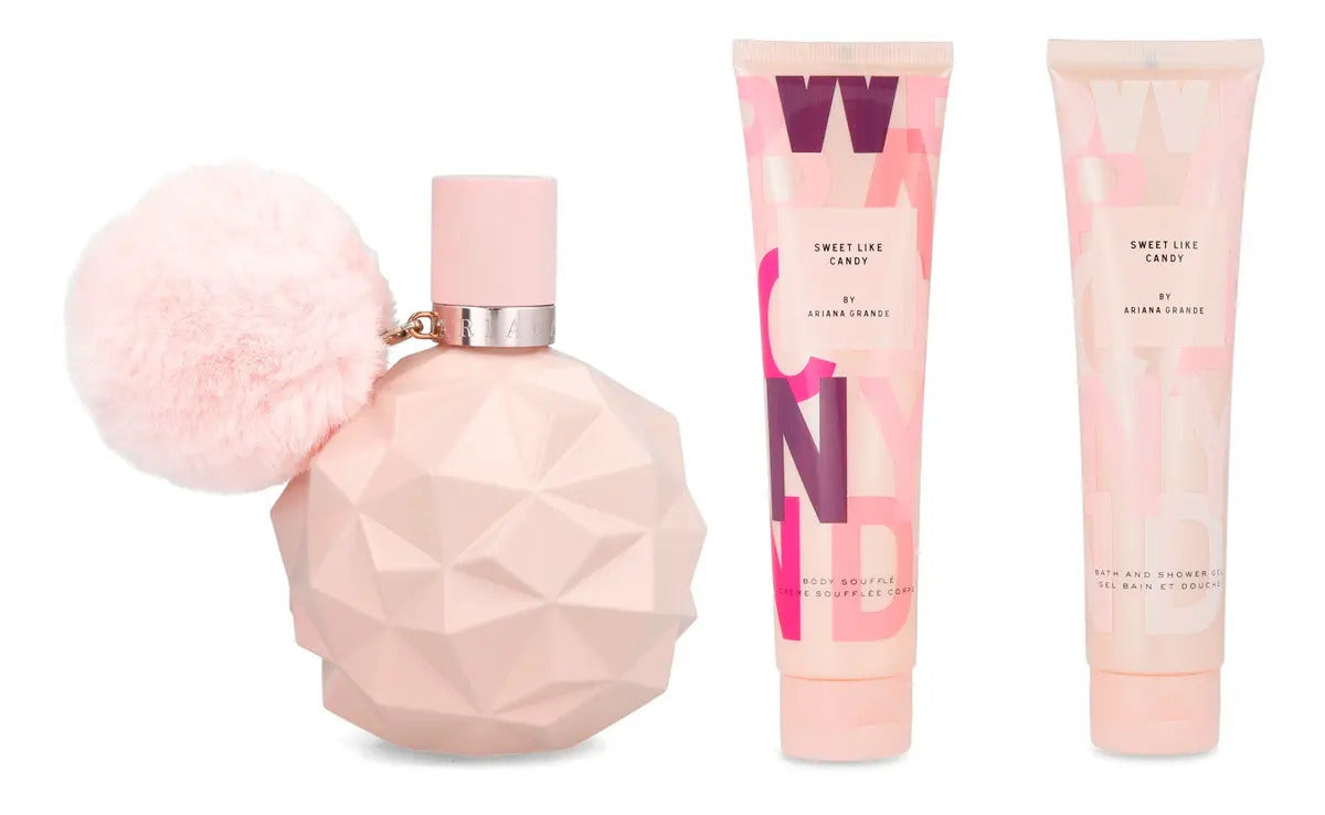 Set Ariana Grande Sweet Like Candy 3Pzs 100Ml Edp Spray/ Body Mist 118Ml Spray/ Body Souffle 100Ml - Mujer