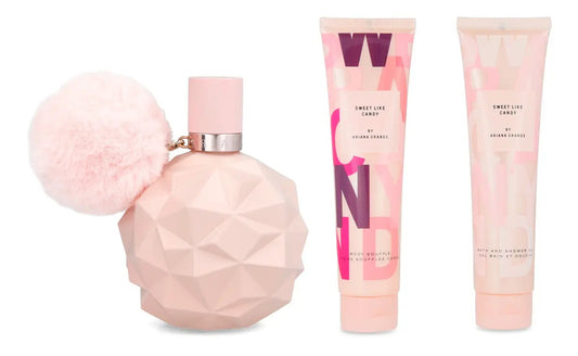 Set Ariana Grande Sweet Like Candy 3Pzs 100Ml Edp Spray/ Body Mist 118Ml Spray/ Body Souffle 100Ml - Mujer