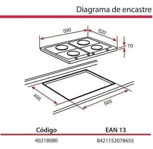 Parrilla Teka Empotrable Ew 60 4G Ai Al H. Fund. Gas Inox 40218080