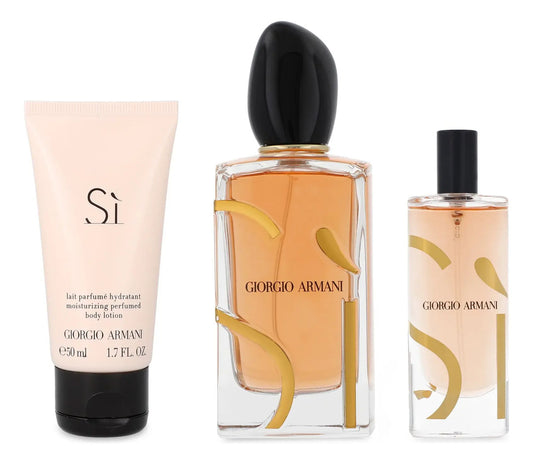 Set Giorgio Armani Si Intense 3Pzs 100Ml Edp Spray/ Body Lotion 50Ml/ 15Ml Edp Spray - Mujer
