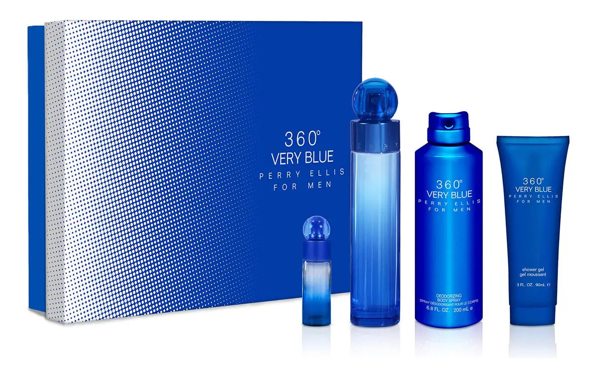 Set 360° Very Blue Perry Ellis 4Pz 100Ml Edt Spray - Hombre | Perfumes y Fragancias PriceOnLine