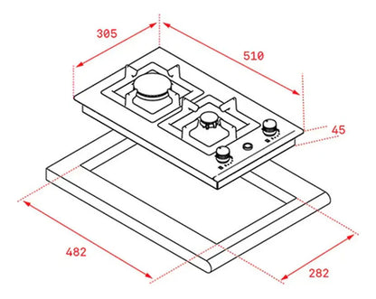 Parrilla Teka Empotrable Efx 30.1 2G Ai Al Ci Modular Gas Inox 40214556