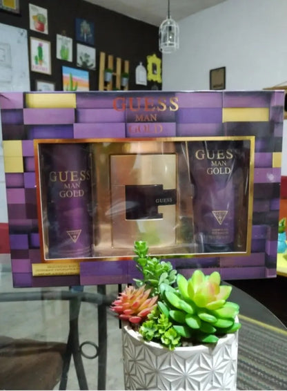 Set Guess Man Gold 3Pzs 75Ml Edt Spray/ Shower Gel 200Ml/ Desodorante 226Ml Spray - Hombre