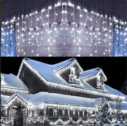 Luces Navideñas Cascada 500 Led 8 Funciones 10 Mts Blanca