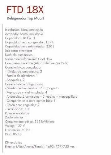Refrigerador Teka Ftd 18X Acero Inox 76 Cm 40666200