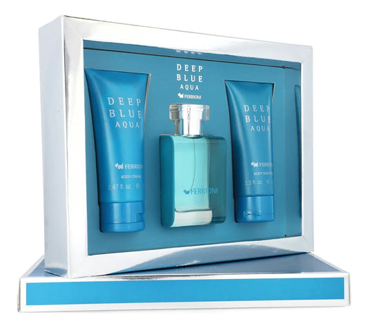 Set Ferrioni Deep Blue Aqua 3Pz 100Ml Edt Spray - Hombre
