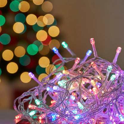 Luces Cascada Navideñas 800F Led 16.5 m C/ Enchufe Multicolor