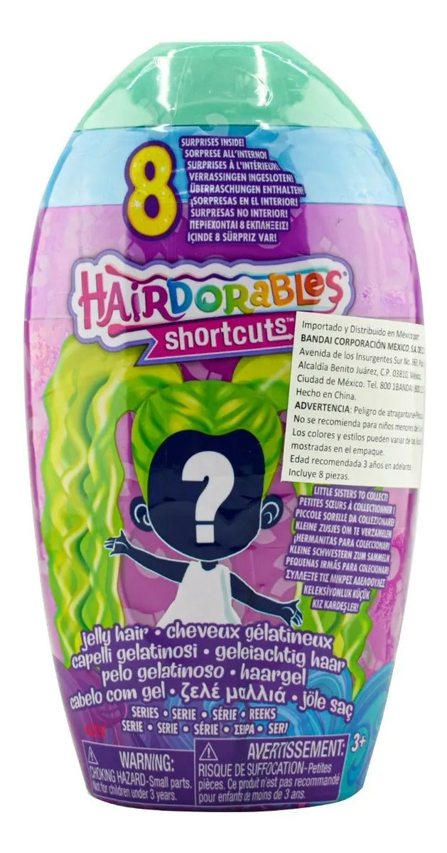 Hairdorables Muñeca Shortcuts 8 Sorpresas Incluidas Bandai - Verde