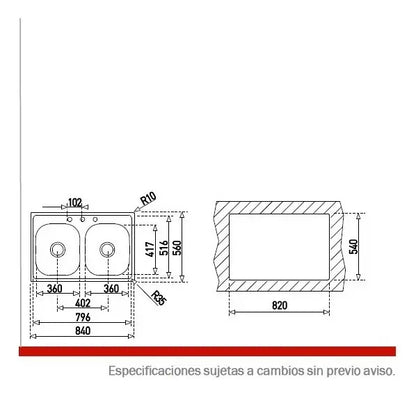 Fregadero Teka Empotrable 840.560 2C (33.22) 7 1Ø 8101112