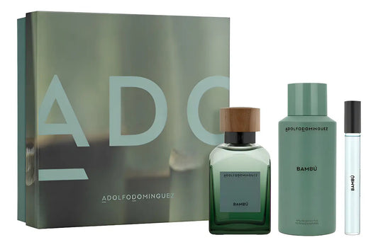 Set Adolfo Dominguez Bambu 3Pzs 120Ml Edp Spray/ Desodorante 150Ml Spray/ 10Ml Edp Spray - Hombre