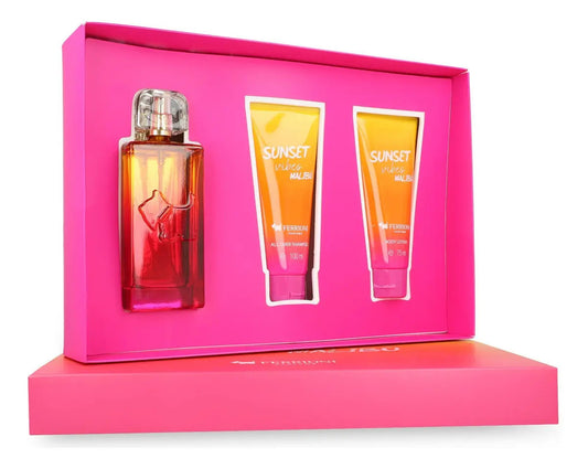 Ferrioni Set Ferrioni Sunset Vibes Malibu 3Pzs 100Ml Edt Spray/ Body Shampoo 100Ml/ Body Lotion 75Ml - Mujer