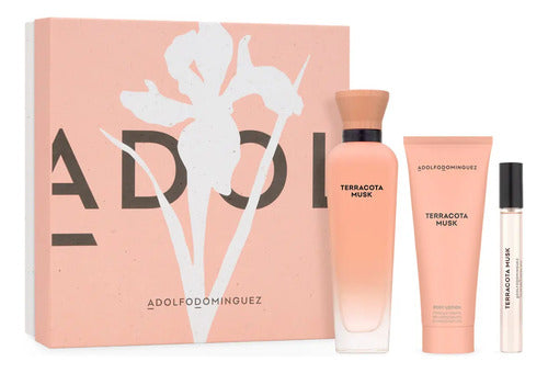 Set Adolfo Dominguez Terracota Musk 3Pzs 120Ml Edp Spray/ Body Lotion 75Ml/ 10Ml Edp Spray - Mujer