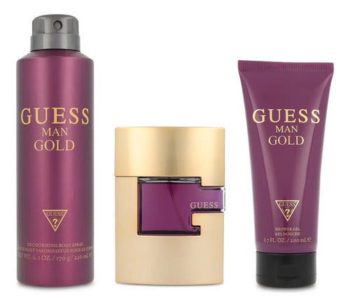 Set Guess Man Gold 3Pzs 75Ml Edt Spray/ Shower Gel 200Ml/ Desodorante 226Ml Spray - Hombre