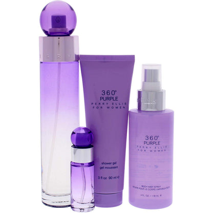 Perry Ellis Set 360° Purple 4Pz 100Ml Edp Spray 7.5Ml Edp Spray - Mujer