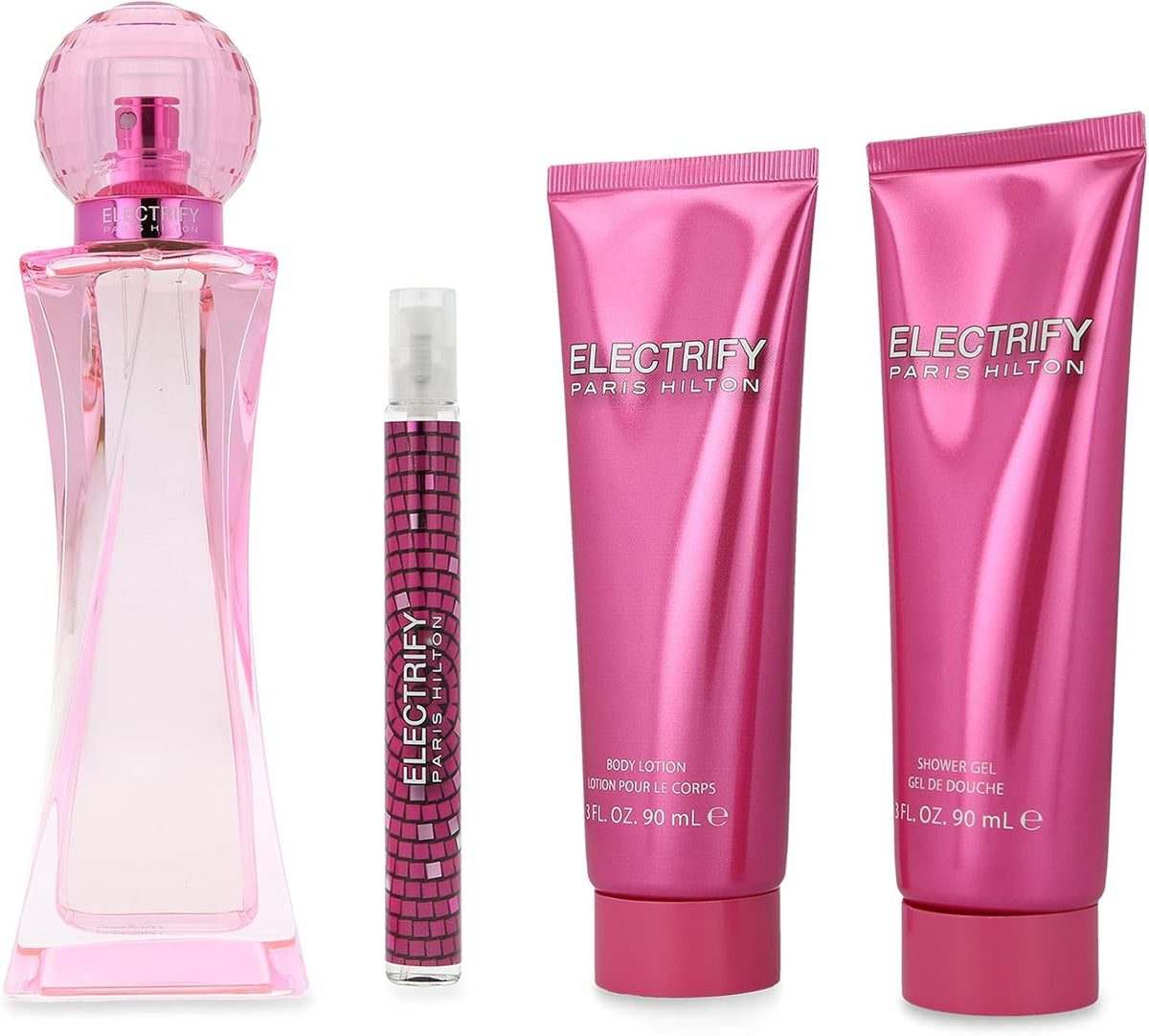 Paris Hilton Set Electrify 4 Pz para Mujer Fragancia Oriental Floral Nueva 2019 con Notas de Ozónicas y Amapola Roja